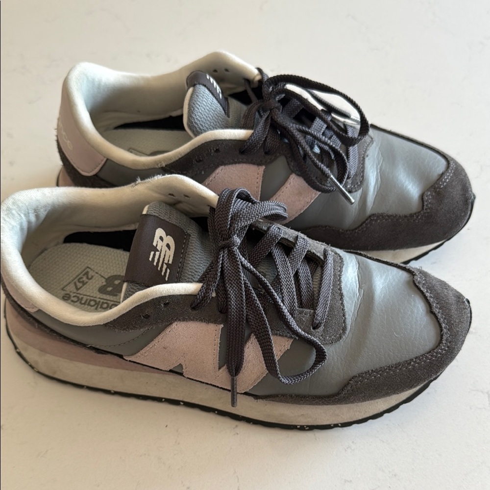 New Balance 237 Charcoal Gray and Light Pink Sneakers